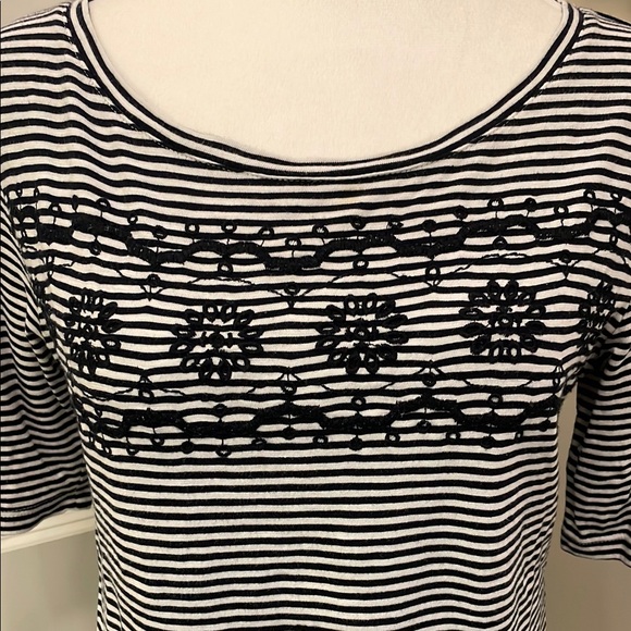 Talbots Tops - Talbots Black and White Striped Short Sleeve Tee